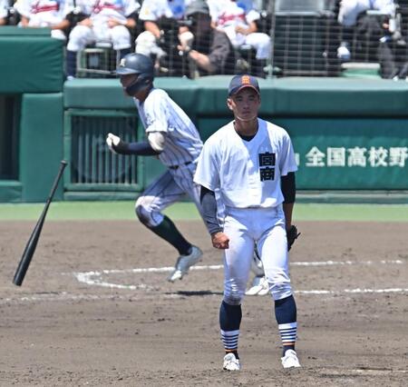 　７回、開星・松本七斗に勝ち越し打を許す宮崎商・日高有希也（撮影・西田忠信）