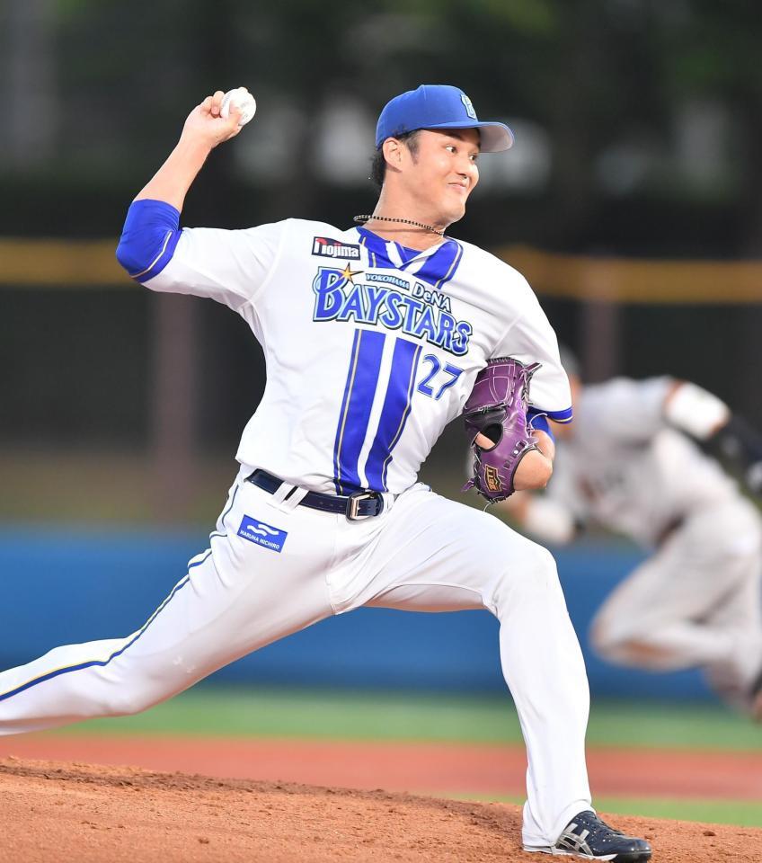 　２回、山瀬に死球を与えた藤浪（撮影・開出牧）