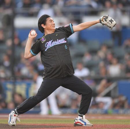 【写真】「誰かと思ったw」ZOZOマリンのFピッチ、人気ものまね芸人が扮したのは…「似てなくてビックリ」