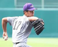 　先発し力投する花巻東・萬谷