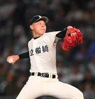 　力投する先発の市船橋・諸岡杜和（撮影・西田忠信）