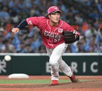 　西武打線を相手に力投する滝中（撮影・佐藤厚）