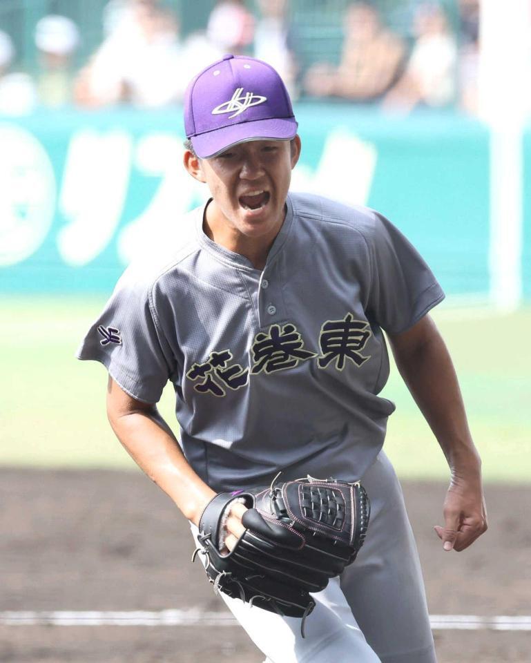 　ピンチを切り抜けほえる花巻東・萬谷