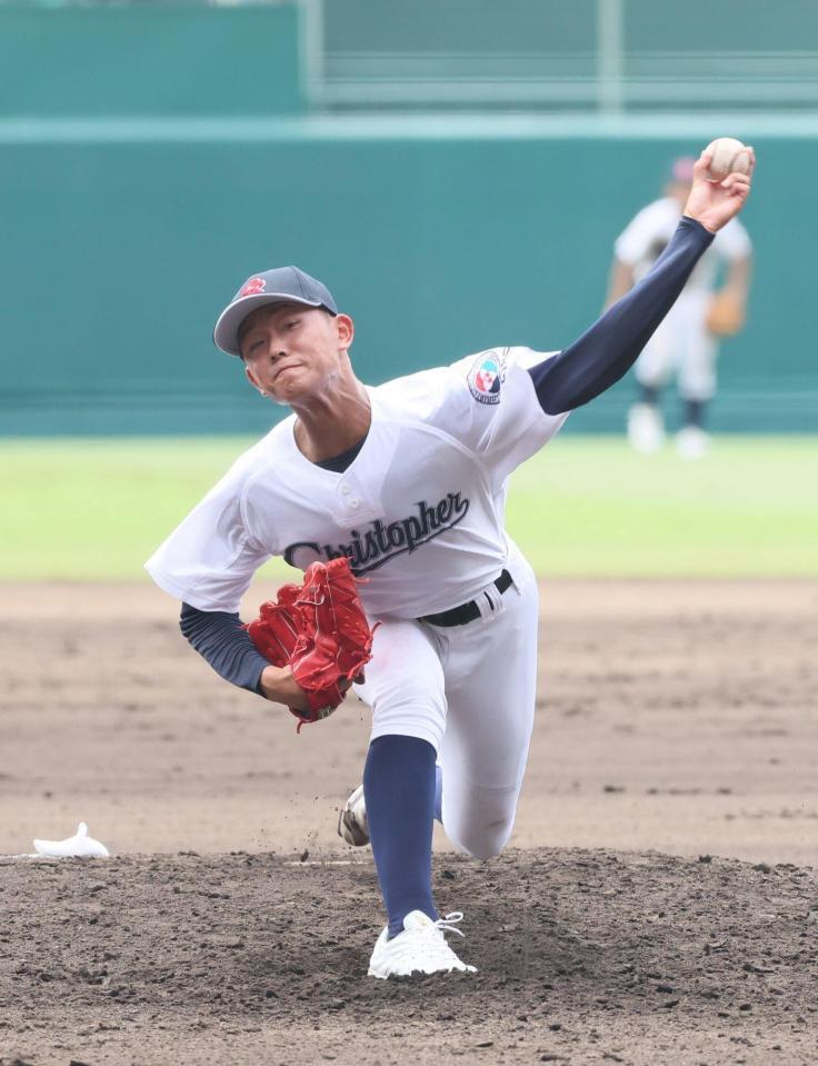 　先発し力投する聖隷クリストファー・高部陸（撮影・石井剣太郎）