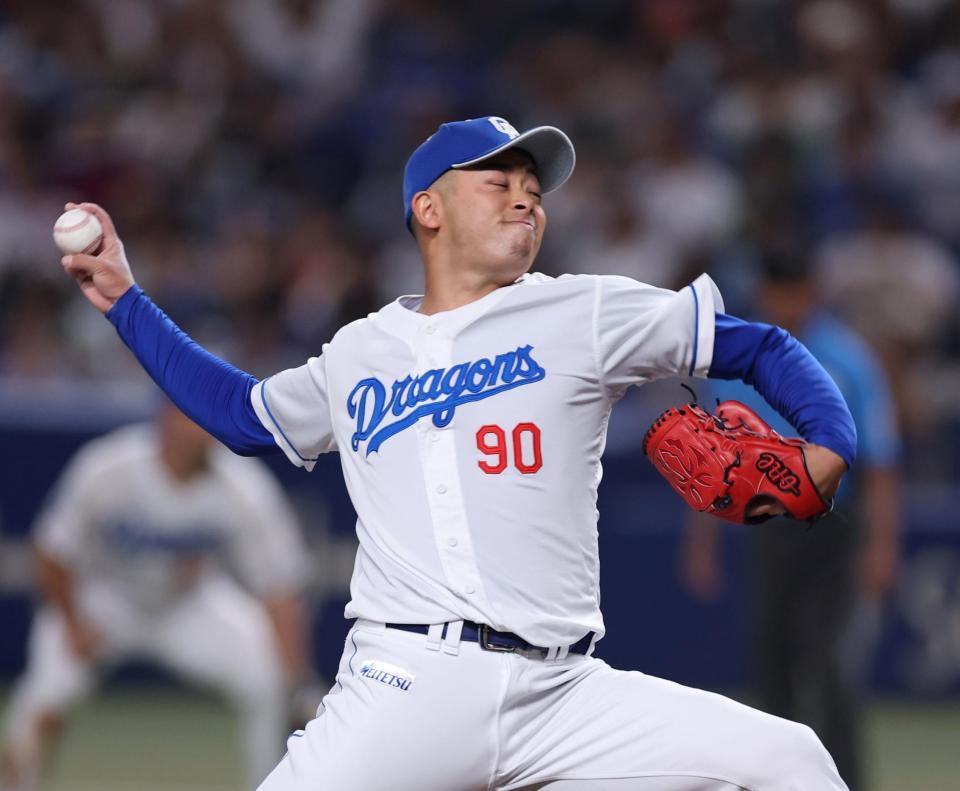 　復帰登板を、１回無失点で終えた松山（撮影・市尻達拡）