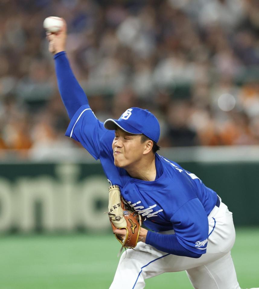 　力投する柳（撮影・金田祐二）