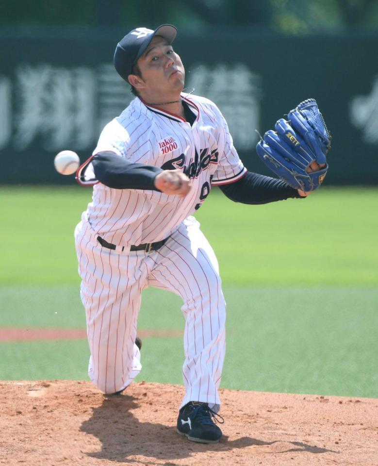 　楽天戦に先発した青柳（撮影・佐藤厚）