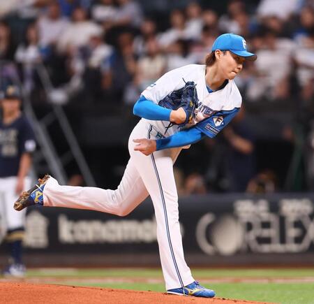 　オリックス戦に先発する山崎（撮影・中島達哉）