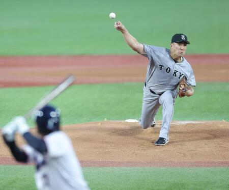 　ヤクルト打線を相手に力投する田中将（撮影・西岡正）