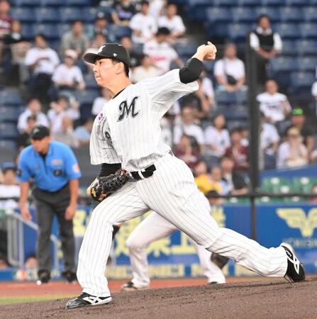 　ロッテ先発の吉川（撮影・持木克友）