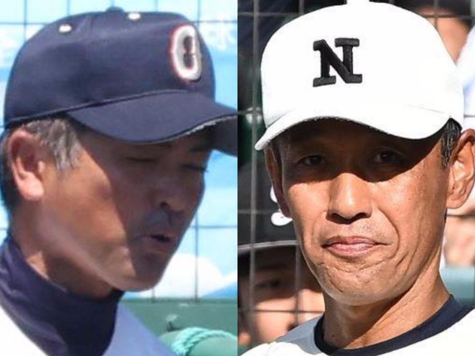 　沖縄尚学・比嘉公也監督（左）と日大三・三木有造監督