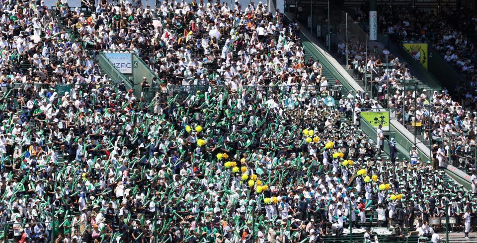 　盛り上がる沖縄尚学のアルプス席（撮影・中田匡峻）