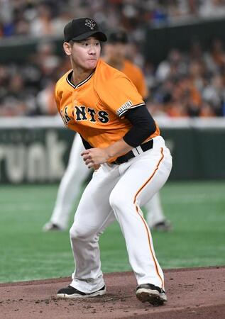　ＤｅＮＡ打線に立ち向かう井上（撮影・佐藤厚）