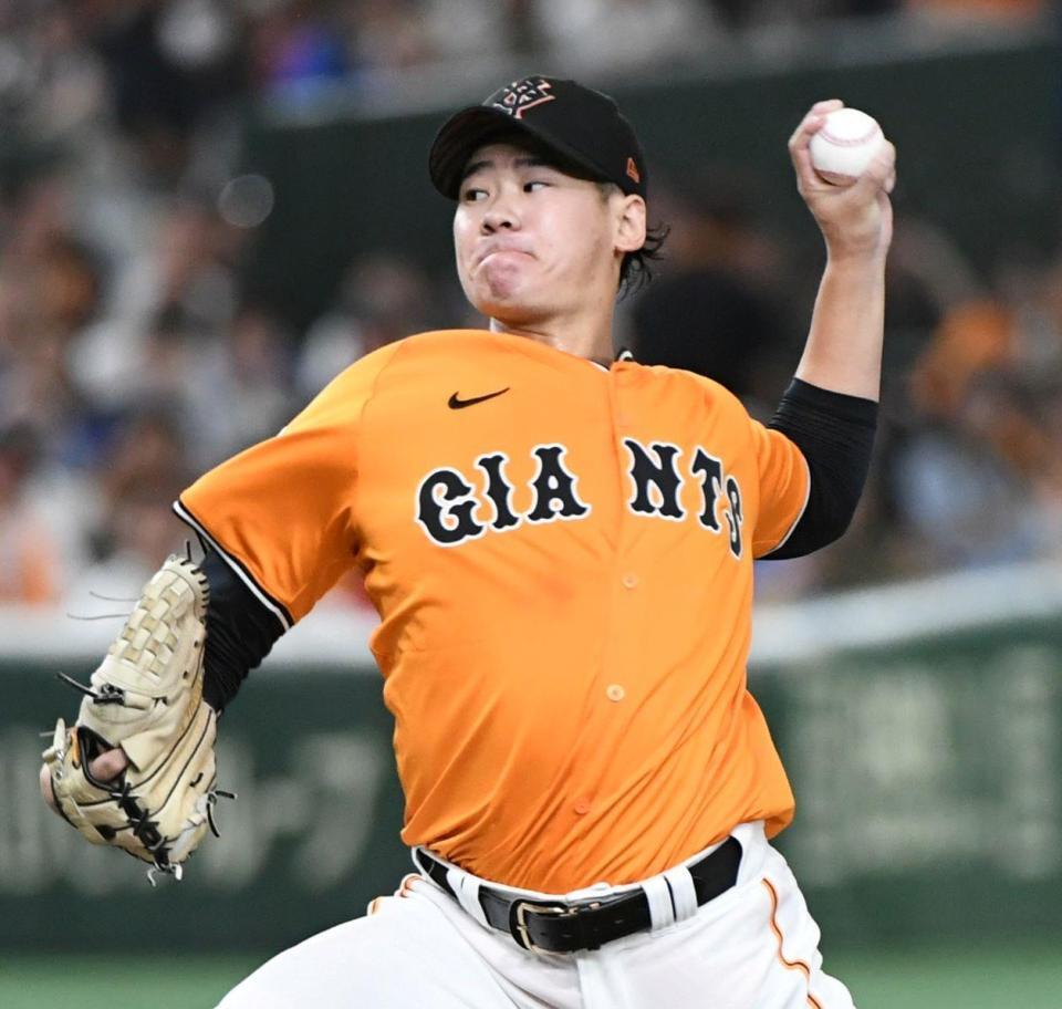 　ＤｅＮＡ打線に立ち向かう井上（撮影・佐藤厚）