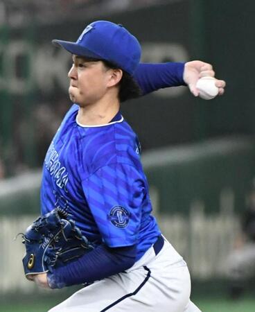 　巨人打線を相手に力投する竹田（撮影・佐藤厚）