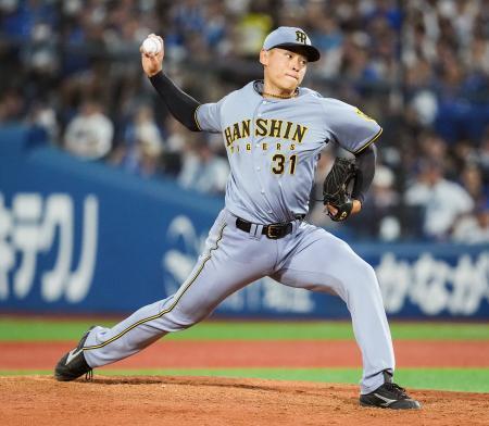 　プロ初先発で５回２安打無失点と力投した阪神・早川＝横浜