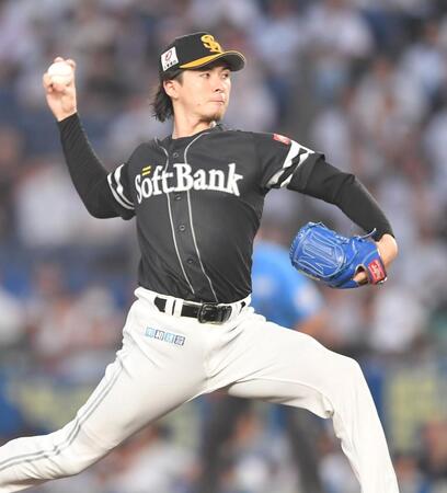 　力投する上沢（撮影・開出牧）