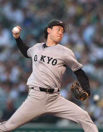 　先発し力投する山崎（撮影・北村雅宏）