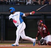 　１０回、空振り三振を喫するレイエス（撮影・中島達哉）