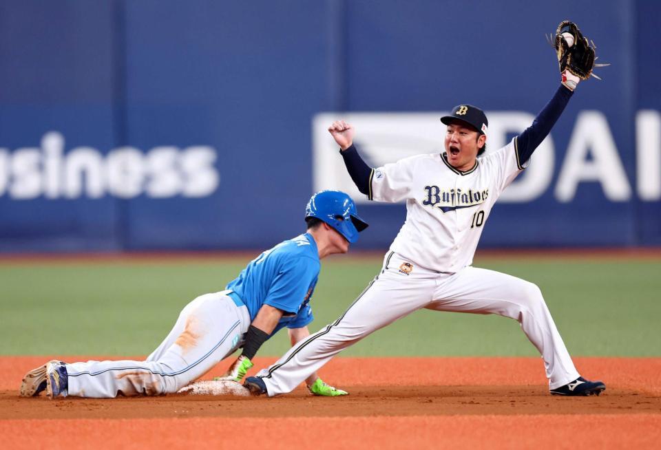 　６回、清宮幸は野村の右飛で帰塁できずアウトになる