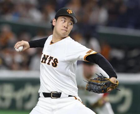 　広島打線相手に力投する山崎（撮影・佐々木彰尚）