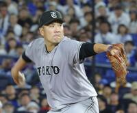 　ＤｅＮＡ打線を相手に力投する田中将（撮影・西岡正）