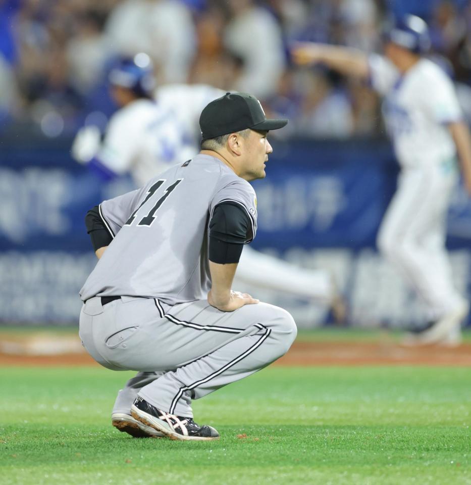 　６回、石上の２点二塁打でＤｅＮＡに先制を許した田中将（撮影・西岡正）