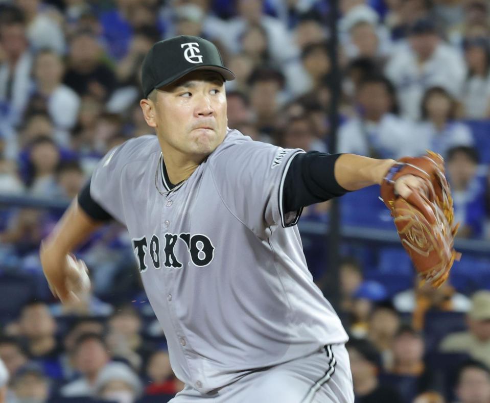 　ＤｅＮＡ打線を相手に力投する田中将（撮影・西岡正）