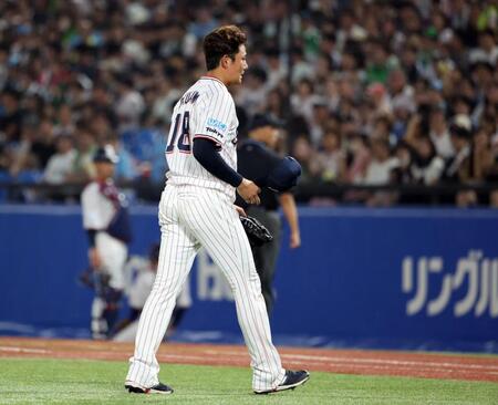 　５回、岡本への危険球で退場となった奥川