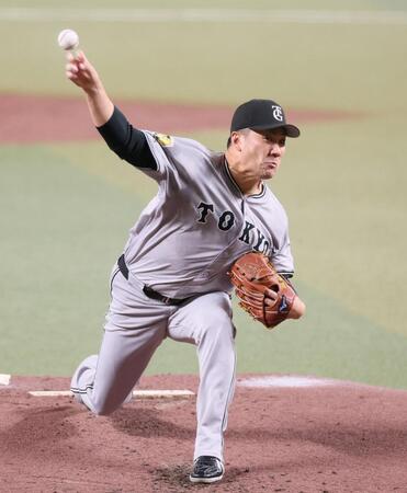 　中日打線を相手に力投する田中将（撮影・立川洋一郎）