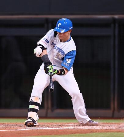 　７回、空振り三振を喫する清宮幸（撮影・中島達哉）