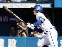 　１回、松尾が左前に適時打を放つ