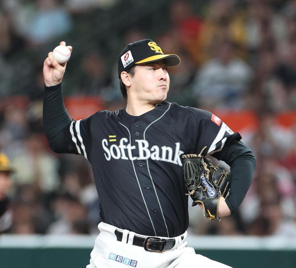 　西武打線相手に力投する有原（撮影・佐々木彰尚）