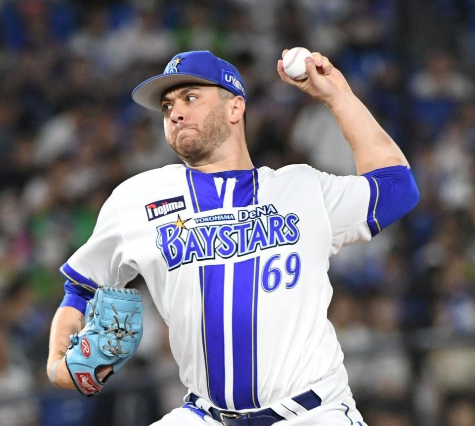 　ヤクルト打線に立ち向かうケイ（撮影・佐藤厚）