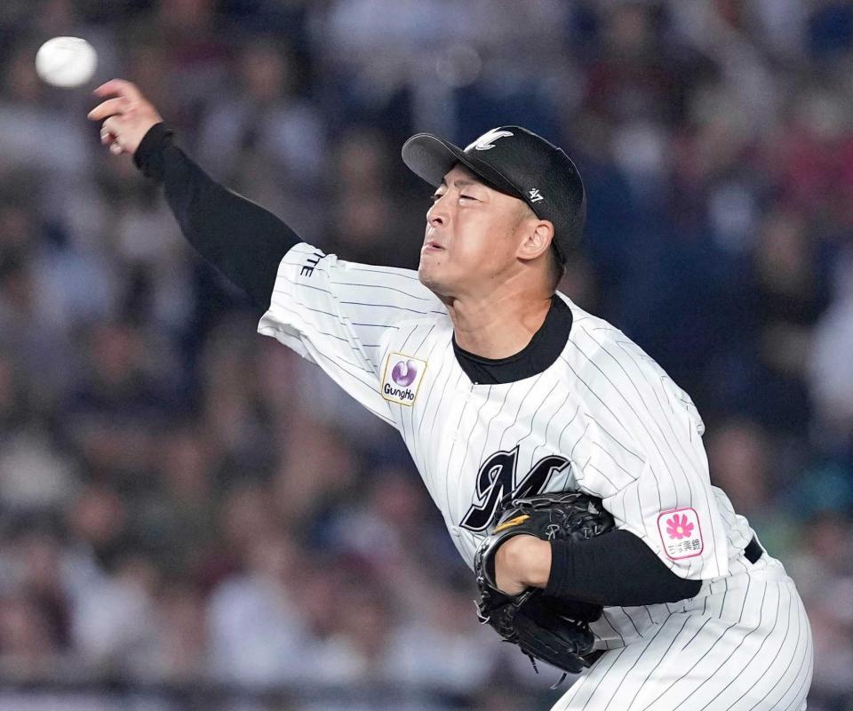 　９月３０日の楽天戦で力投する美馬