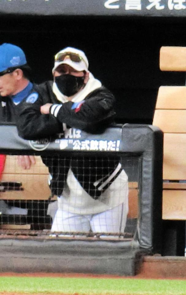 　紅白戦を見守る新庄監督