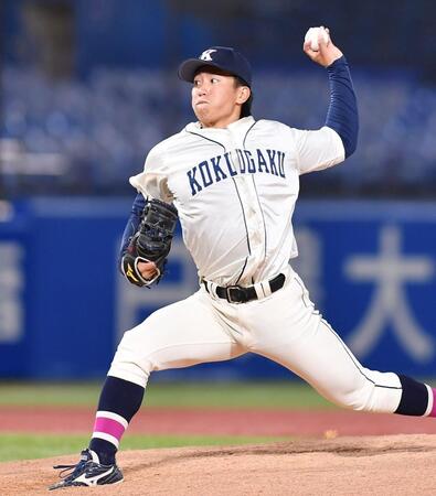 　９回２安打無失点の好投を見せた国学院大・当山渚（撮影・開出牧）