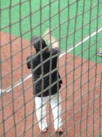 　練習の合間に山崎を激励した甲斐