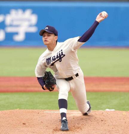 ドラフト注目投手　明大・毛利海大　今春六大学で最優秀防御率　７月日米大学選手権でも０・００で評価右肩上がり