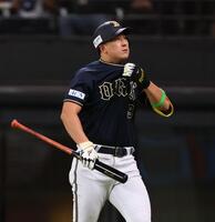 　６回、空振り三振を喫する杉本（撮影・中島達哉）