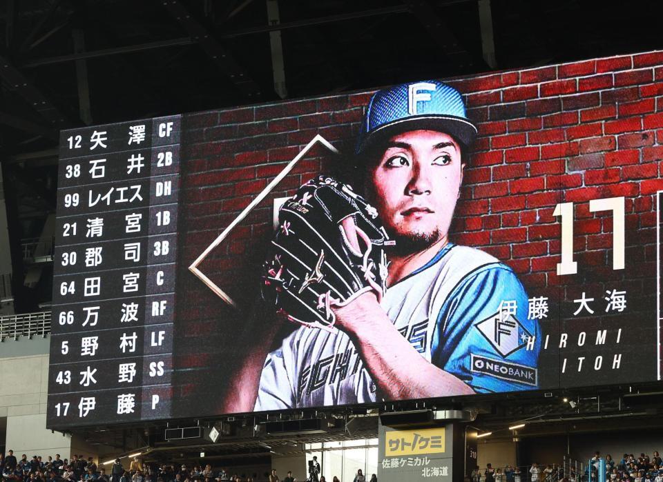 　日本ハムのスタメン（撮影・中島達哉）