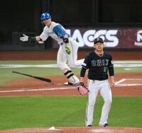 　３回、清宮幸（奥）に２点適時三塁打を浴びる宮城（撮影・伊藤笙子）