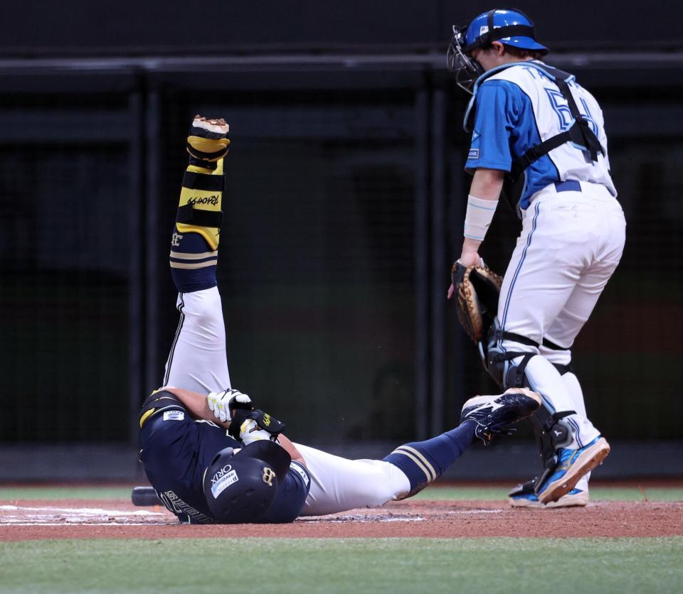 　６回、杉本が死球を受ける。捕手田宮