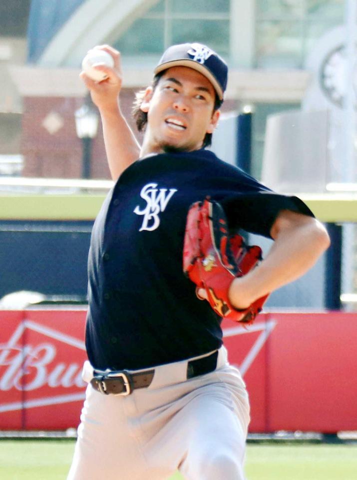 　今季最終戦に先発した３Ａスクラントンの前田＝９月２１日（共同）