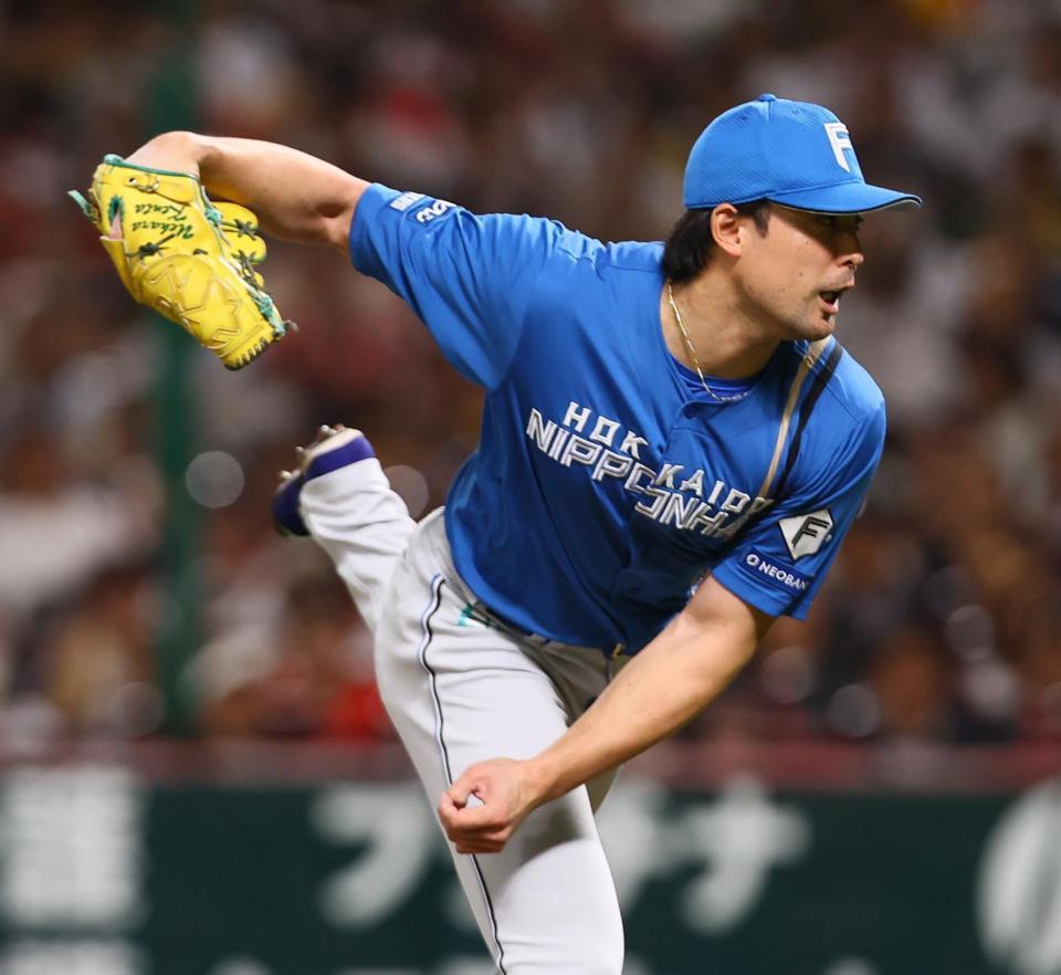 　８回途中から登板した上原（撮影・中島達哉）