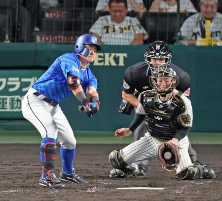 　５回、空振り三振に倒れる林（撮影・立川洋一郎）