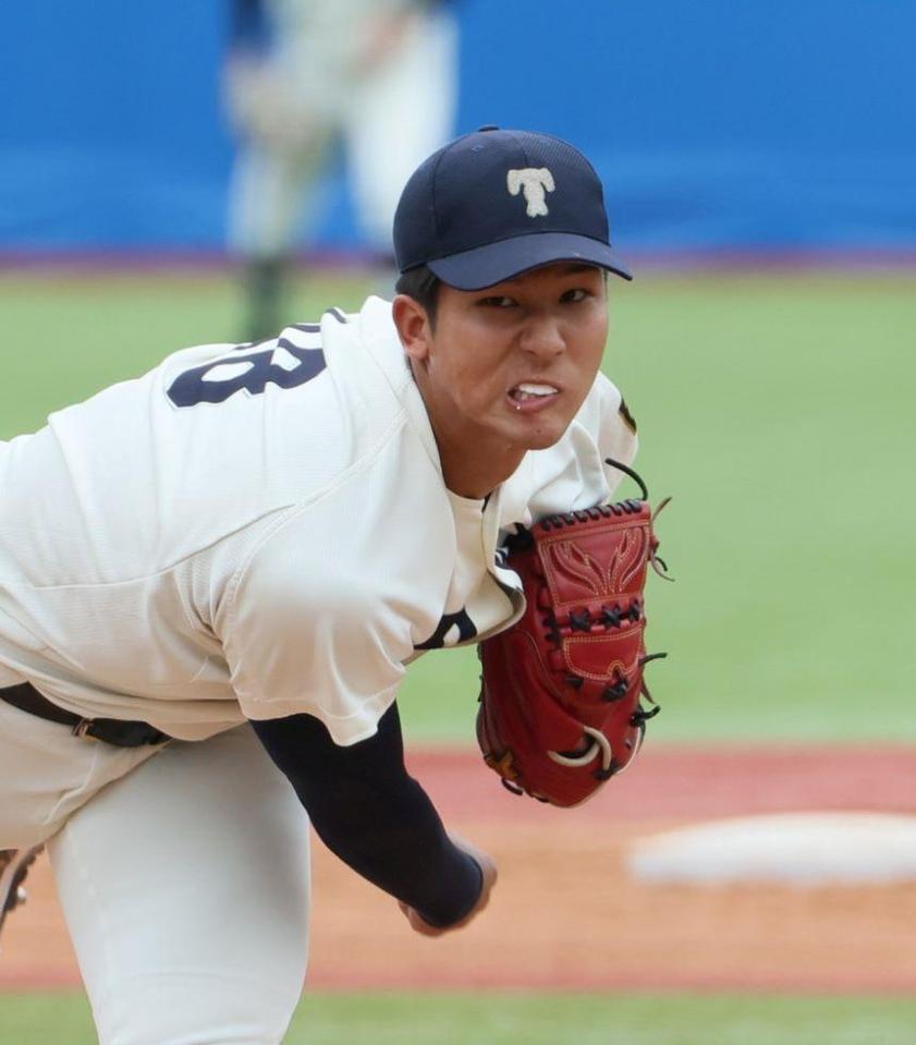 　先発し力投する東洋大・島田舜也（撮影・石井剣太郎）