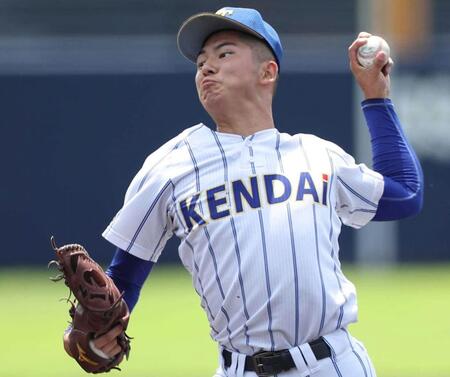 【写真】左肘トミー・ジョン手術を乗り越えた健大高崎の投手　指名に「恩返しできた」