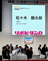 　スタンフォード大・佐々木麟太郎を１位指名するソフトバンク