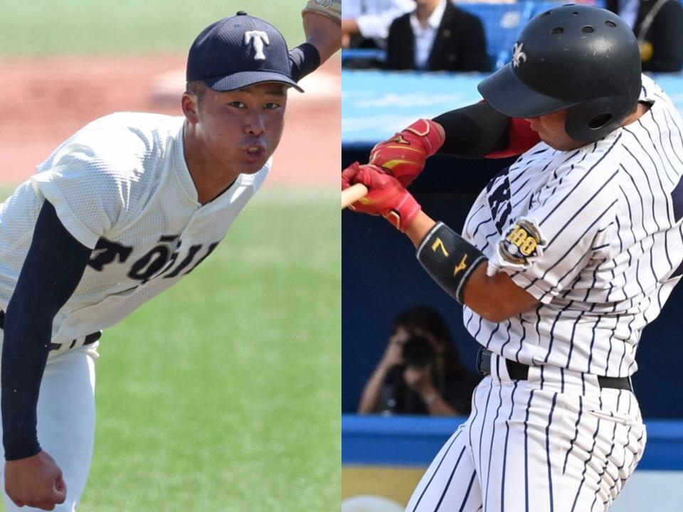 　大阪桐蔭・中野大虎（左）と立大・山形球道